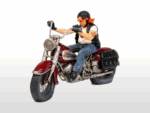 forchino the biker figürü kırmızı motor üzerinde ön görünüm