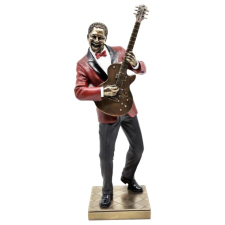 veronese gitarist biblo, caz müzisyeni heykel, gitar çalan figür, müzik temalı dekor, polirezin biblo, ev dekoratif obje, müzik severlere hediye, retro müzisyen heykeli, gitarist heykel, klasik dekor biblo