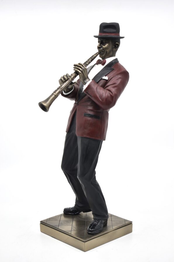 veronese biblo, klarnetçi biblo, caz müzisyeni heykel, müzik temalı dekor, retro biblo, iç dekorasyon objesi, polirezin heykel, müzisyen figürü, klasik ev dekorasyonu, müzik severlere hediye, caz dekorasyonu, biblo hediye fikirleri, ofis dekoratif ürün, heykel biblo modelleri