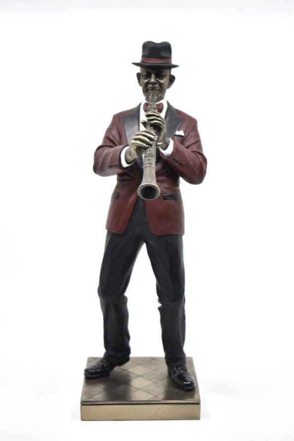 veronese biblo, klarnetçi biblo, caz müzisyeni heykel, müzik temalı dekor, retro biblo, iç dekorasyon objesi, polirezin heykel, müzisyen figürü, klasik ev dekorasyonu, müzik severlere hediye, caz dekorasyonu, biblo hediye fikirleri, ofis dekoratif ürün, heykel biblo modelleri