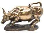 Boğa Heykeli – 24 cm Bronz Renk Güçlü Saldırı Pozu