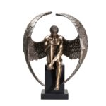 Kanatlı Melek Heykeli Büyük Boy 61 cm Bronz Efektli