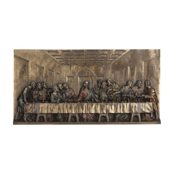 son akşam yemeği, duvar rölyefi, veronese design, dini dekorasyon, hristiyan sanatı, son yemek tablosu, bronz duvar süsü, rölyef tablo, isa ve havariler, kültürel figür, üç boyutlu dini sahne, duvara asılabilir sanat, dekoratif rölyef, anlamlı duvar süsü, klasik dekor, dini koleksiyon figürü, veronese dini eser, leonardo da vinci son akşam yemeği, ev için dini aksesuar, kutsal sahne biblosu