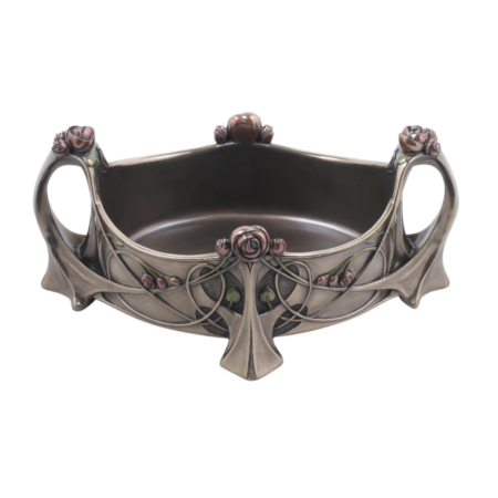 Veronese Design bronz çiçek motifli dekoratif bowl sunumluk